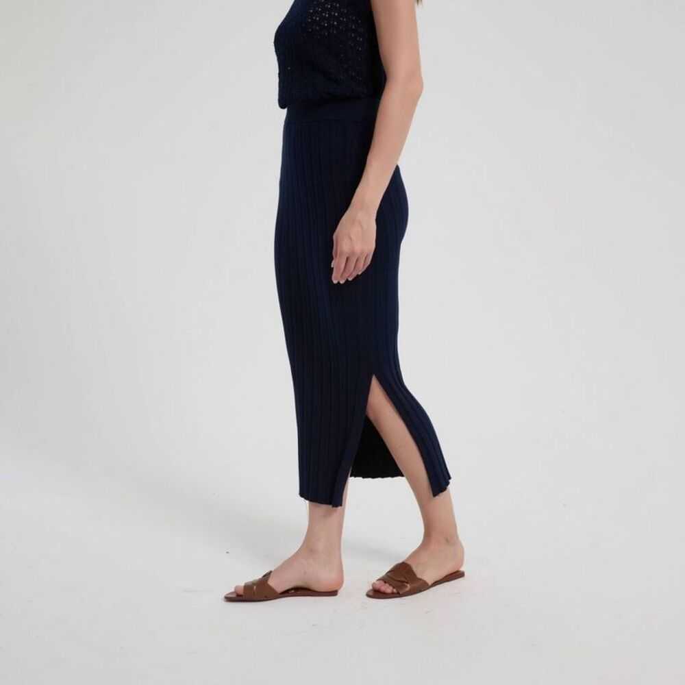 Women's Crochet Sweater Skirt - A New Day Navy Blue M